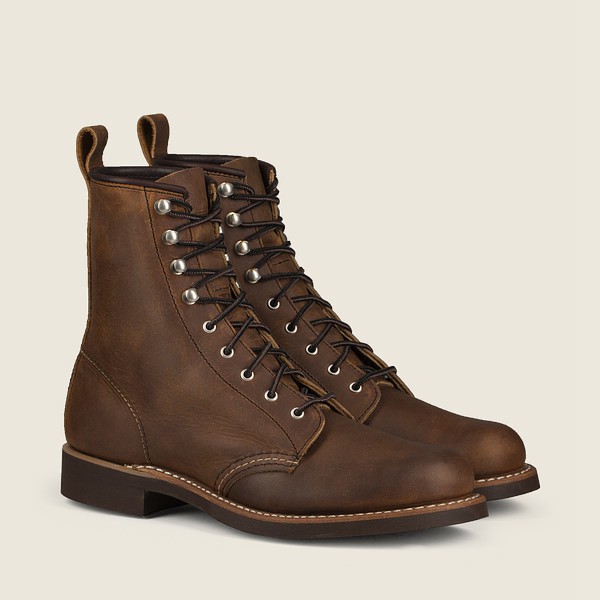 Red Wing Heritage Boots Brown - Womens Silversmith - Short Rough & Tough Leather - 7893-YLCBI